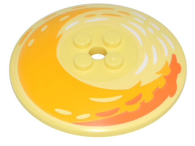 Dish 6 x 6 Inverted (Radar) - Solid Studs with Bright Light Orange and Orange Crescent with White Brushstrokes Pattern
