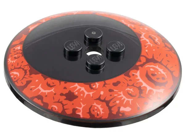 Dish 6 x 6 Inverted (Radar) - Solid Studs with Off-center Red Ring with Dark Red and Coral Craters Pattern