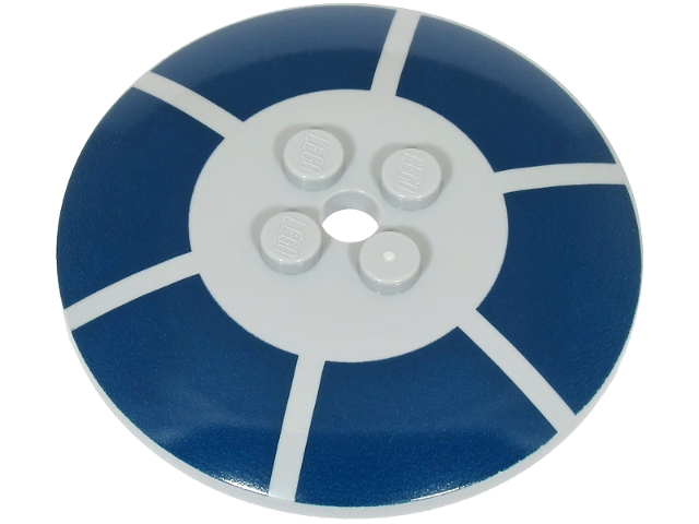 Dish 6 x 6 Inverted (Radar) - Solid Studs with 6 Dark Blue Arcs Pattern (SW R2-D2 Astromech Droid Top)