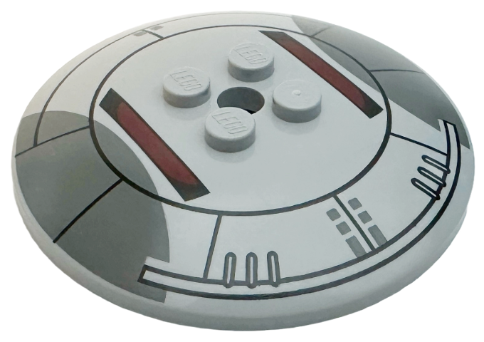 Dish 6 x 6 Inverted (Radar) - Solid Studs with SW Sith Infiltrator Cockpit with Dark Bluish Gray and Dark Red Shapes and Black Lines and Ovals Pattern