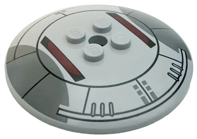 Dish 6 x 6 Inverted (Radar) - Solid Studs with SW Sith Infiltrator Cockpit with Dark Bluish Gray and Dark Red Shapes and Black Lines and Ovals Pattern