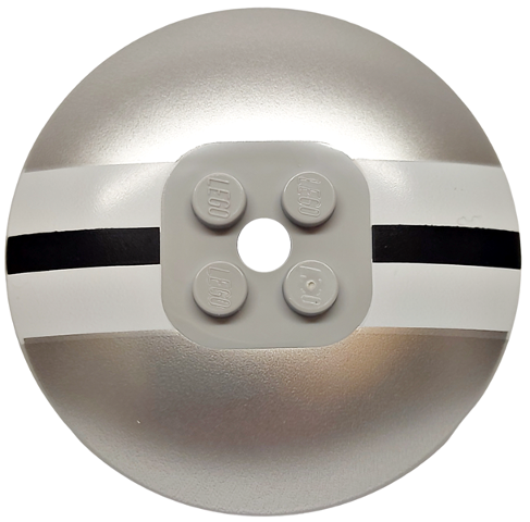 Dish 6 x 6 Inverted (Radar) - Solid Studs with Black and White Stripes on Metallic Silver Background Pattern