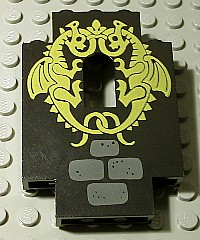 Panel 2 x 5 x 6 Wall with Window with 2 Yellow Dragons Pattern