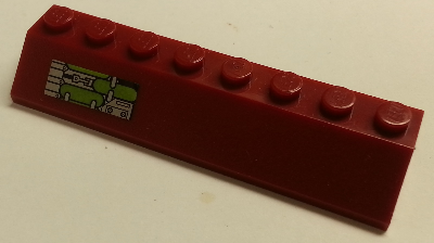 Slope 45 2 x 8 with Silver and Lime Mechanical Pattern Model Right side (Sticker) - Set 7298