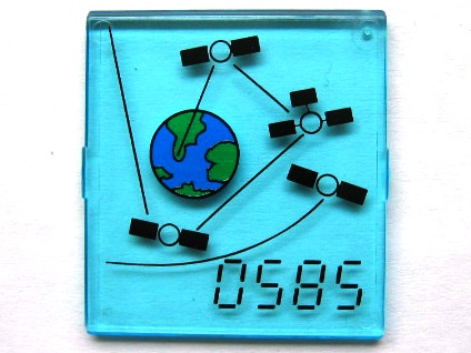 Glass for Window 4 x 4 x 3 Roof with '0585', Earth and Satellites Pattern (Sticker) - Set 6339