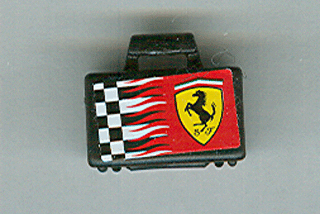 Minifigure, Utensil Briefcase with Checkered Ferrari Logo Pattern on Both Sides (Stickers)