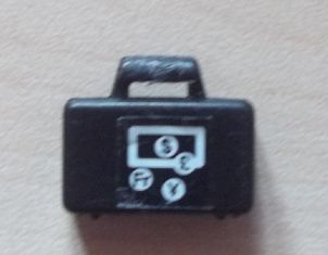 Minifigure, Utensil Briefcase with Currencies Pattern ($, £, Fr, ¥) on Both Sides (Stickers) - Set 4554