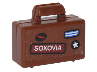 Minifigure, Utensil Briefcase with 'SOKOVIA', Blue and White Stripes, White Star and Black Circle with Red Stripe Pattern (Sticker) - Set 76051