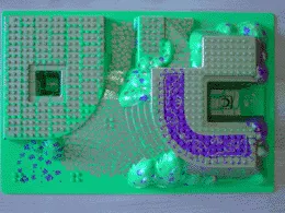 Baseplate, Raised 32 x 48 x 6 with Front and Back Steps with Gold and Magenta Palace Pattern