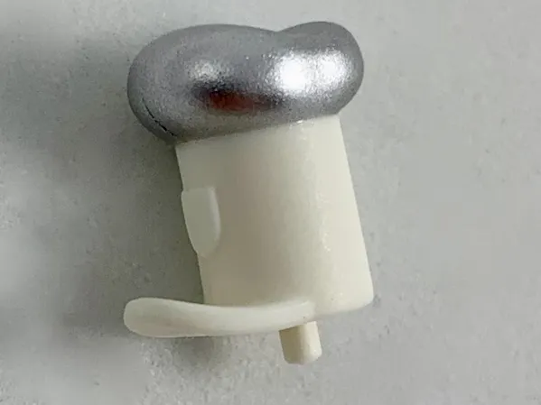 Minifigure, Hat with Small Pin, Tall Hat with Small Brim and Silver Top Pattern