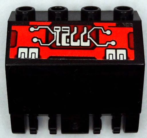 Panel 2 x 4 x 3 1/3 with Double Locking 2 Fingers Hinge with Silver Circuitry on Red and Dark Red Background Pattern (Sticker) - Set 7721