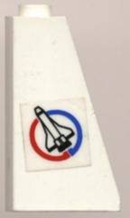 Slope 75 2 x 1 x 3 - Open Stud with Shuttle on Blue and Red Circle Pattern Model Left Side (Sticker) - Set 6614