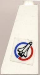 Slope 75 2 x 1 x 3 - Open Stud with Shuttle on Blue and Red Circle Pattern Model Right Side (Sticker) - Set 6614