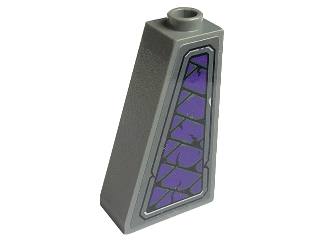 Slope 75 2 x 1 x 3 - Hollow Stud with Dark Purple Plates Pattern Model Right Side (Sticker) - Set 71771