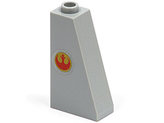 Slope 75 2 x 1 x 3 with Red SW Rebel Alliance Symbol on Gold Circle Pattern Model Left Side (Sticker) - Set 7668