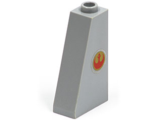 Slope 75 2 x 1 x 3 with Red SW Rebel Alliance Symbol on Gold Circle Pattern Model Right Side (Sticker) - Set 7668
