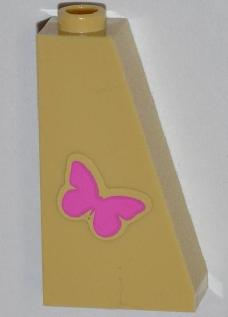 Slope 75 2 x 1 x 3 with Pink Butterfly Pattern (Sticker) - Set 3189