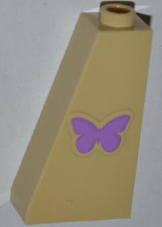 Slope 75 2 x 1 x 3 with Purple Butterfly Pattern (Sticker) - Set 3189