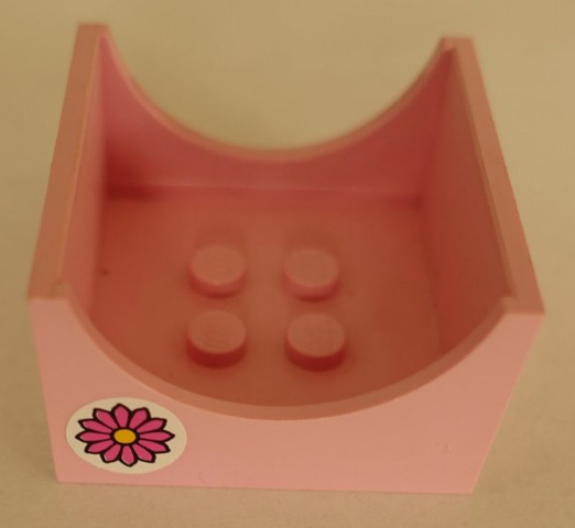Container, Box 4 x 4 x 2 Bottom with Semicircle Cutout Ends with Flower Pattern on Both Sides (Stickers) - Set 6547
