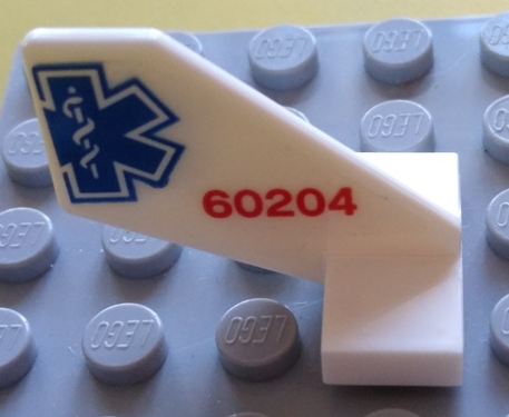 Tail Shuttle, Small with Red '60204' and Partial Blue EMT Star of Life Pattern on Both Sides (Stickers) - Set 60204