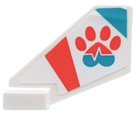 Tail Shuttle, Small with Coral and Medium Azure Stripes, Paw Print and Heart Beat Pattern on Both Sides (Stickers) - Set 41692