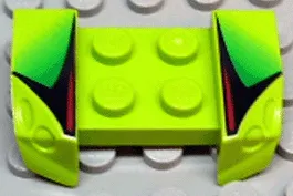 Vehicle, Mudguard 2 x 4 with Headlights Overhang with Red, Black, and Faded Green Pattern on Both Sides