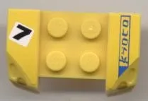 Vehicle, Mudguard 2 x 4 with Headlights Overhang with Black Number 7 and 'Kyoto' Pattern (Stickers) - Set 8124