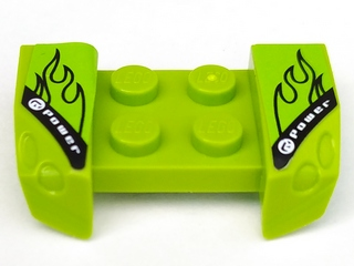 Vehicle, Mudguard 2 x 4 with Headlights Overhang with 'Power' Flames Pattern on Both Sides (Stickers) - Set 8192
