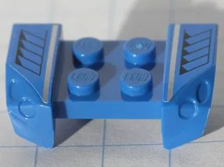 Vehicle, Mudguard 2 x 4 with Headlights Overhang with Black Grille and Silver Stripe Pattern on Both Sides (Stickers) - Set 8120