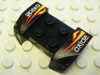 Vehicle, Mudguard 2 x 4 with Headlights Overhang with Stylized White 'oxide' and Red and Yellow Flames Pattern on Both Sides (Stickers) - Set 8681