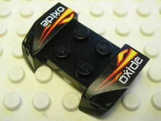 Vehicle, Mudguard 2 x 4 with Headlights Overhang with Stylized White 'oxide' and Red and Yellow Flames Pattern on Both Sides (Stickers) - Set 8681