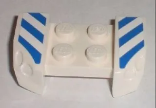 Vehicle, Mudguard 2 x 4 with Headlights Overhang with Blue and White Danger Stripes Pattern on Both Sides (Stickers) - Set 8211