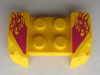 Vehicle, Mudguard 2 x 4 with Headlights Overhang with Light Purple Flames Pattern on Both Sides (Stickers) - Set 8666