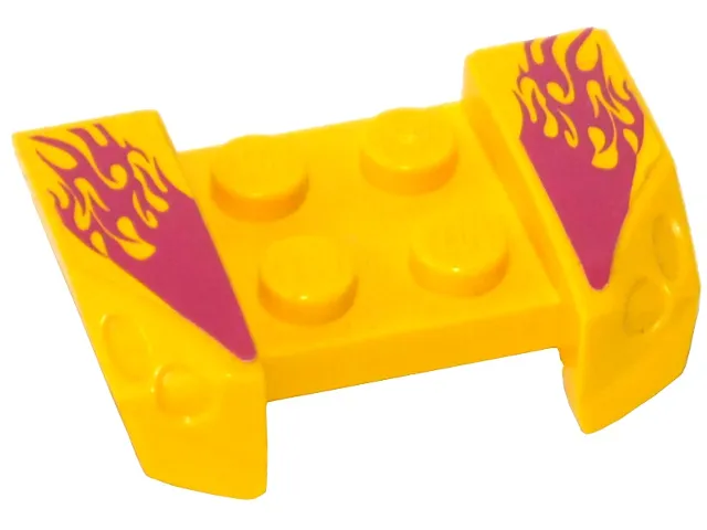 Vehicle, Mudguard 2 x 4 with Headlights Overhang with Light Purple Flames Pattern on Both Sides (Stickers) - Set 8666