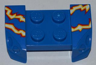 Vehicle, Mudguard 2 x 4 with Headlights Overhang with Electric Sparks on Blue Background Pattern on Both Sides (Stickers) - Set 8303