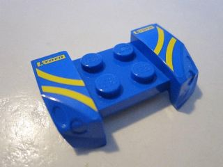 Vehicle, Mudguard 2 x 4 with Headlights Overhang with Yellow Stripes and 'KYOTO' on Blue Background Pattern on Both Sides (Stickers) - Set 8495