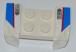 Vehicle, Mudguard 2 x 4 with Headlights Overhang with 'NUTY REZ' and Red Line on Blue and White Pattern on Both Sides (Stickers) - Set 8125