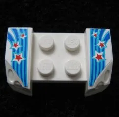 Vehicle, Mudguard 2 x 4 with Headlights Overhang with Red Stars Pattern on Both Sides (Stickers) - Set 9094