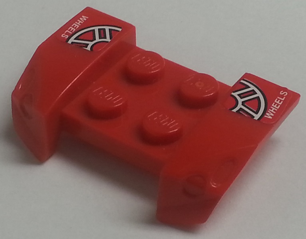 Vehicle, Mudguard 2 x 4 with Headlights Overhang with White 'WHEELS' and Partial Wheels Pattern on Both Sides (Stickers) - Set 8655