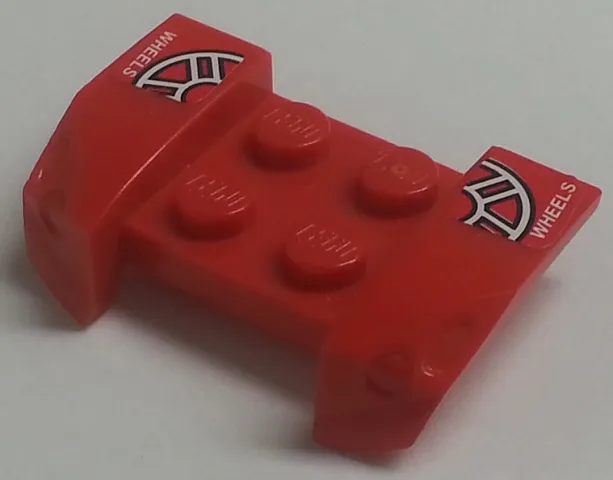 Vehicle, Mudguard 2 x 4 with Headlights Overhang with White 'WHEELS' and Partial Wheels Pattern on Both Sides (Stickers) - Set 8655