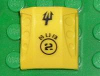 Slope, Curved 2 x 2 with Debossed Side Ports with Black 'SUB 2' and Trident Pattern (Sticker) - Set 7774