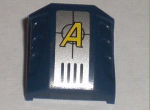 Slope, Curved 2 x 2 with Debossed Side Ports with Yellow Letter A Agents Logo on Silver Background Pattern (Sticker) - Sets 8632 / 8971