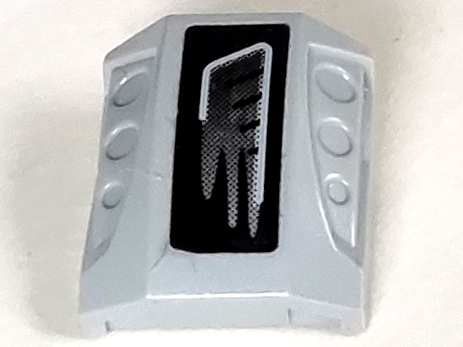 Slope, Curved 2 x 2 with Debossed Side Ports with Gray Air Vent on Black Background Pattern Model Left (Sticker) - Set 5970