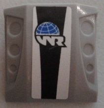 Slope, Curved 2 x 2 with Debossed Side Ports with Globe and White 'WR' World Racers Logo and Black Stripe Pattern (Sticker) - Set 8863