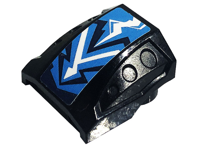 Slope, Curved 2 x 2 with Debossed Side Ports with Dark Azure, Dark Blue, and White Krypto Lightning Energy Pattern (Sticker) - Set 41233