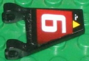 Flag 2 x 2 Trapezoid with Yellow Triangle and White Number 9 on Red Background Pattern Model Left Side (Sticker) - Set 8357