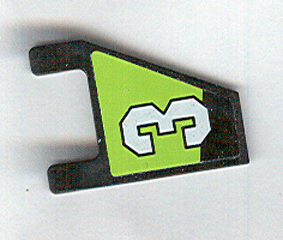 Flag 2 x 2 Trapezoid with White Number 3 on Lime and Black Background Pattern Model Right Side (Sticker) - Set 8356