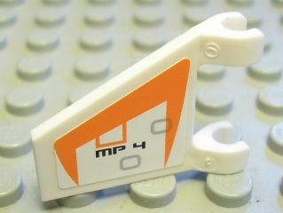 Flag 2 x 2 Trapezoid with Black 'MP 4' on Orange and White Background Pattern Model Left Side (Sticker) - Set 7646