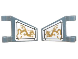 Flag 2 x 2 Trapezoid with Gold Dragons (Perpendicular Orientation) on White Background Pattern on Both Sides (Stickers) - Set 70734