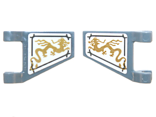 Flag 2 x 2 Trapezoid with Gold Dragons (Angled Orientation) on White Background Pattern on Both Sides (Stickers) - Set 70734